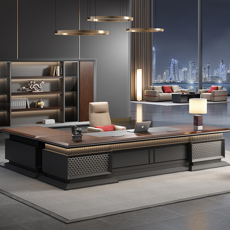 Μοντέλο DBT001 Luxury Executive Desk - Σύγχρονος Μινιμαλιστής Μάνατζερ\\Γραφείο γραφείου με φωτισμό, Premium σετ γραφείου και καρέκλας, εντυπωσιακό President\\του γραφείου