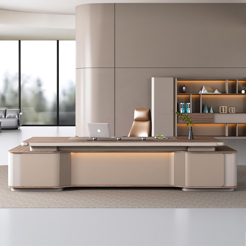 Μοντέλο: DBT005 Modern Voice-Έλεγχος Light Strip Boss Combination Desk and Cabinet, Multifunction Socket, Light Luxury και Elegant Boss Office Desk.