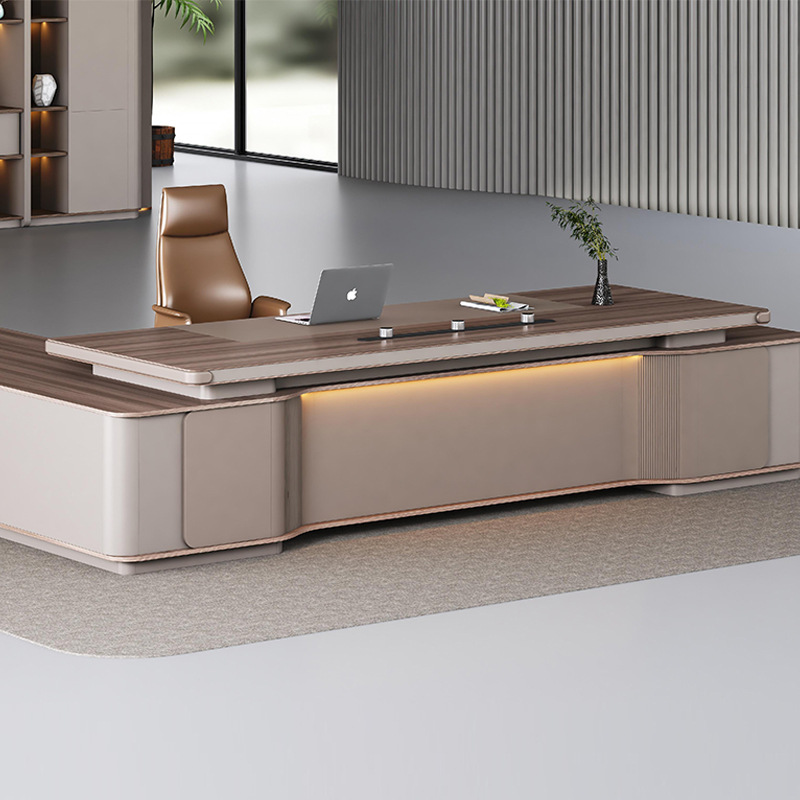 Μοντέλο: DBT005 Modern Voice-Έλεγχος Light Strip Boss Combination Desk and Cabinet, Multifunction Socket, Light Luxury και Elegant Boss Office Desk.